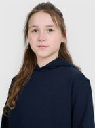 Bluza dziewczęca z kapturem, granatowa, 4F