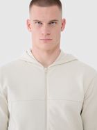 Bluza męska z kapturem, rozpinana, ecru, 4F