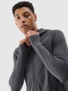 Bluza męska z kapturem, rozpinana, szara, 4F