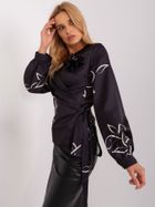 Bluzka damska z długim rękawem, czarna, Lakerta