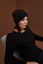 Bluzka damska z długim rękawem, czarna, Moodo