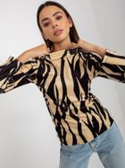 Bluzka damska z długim rękawem, welurowa, mix, Rue Paris