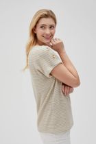 Bluzka damska z krótkim rękawem, beżowa, Moodo
