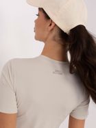 Bluzka damska z krótkim rękawem, beżowa, Sublevel