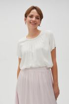 Bluzka damska z krótkim rękawem, biała, Moodo