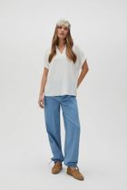 Bluzka damska z krótkim rękawem, biała, Moodo