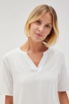 Bluzka damska z krótkim rękawem, biała, Moodo