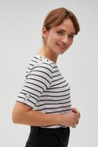 Bluzka damska z krótkim rękawem, biała, Moodo