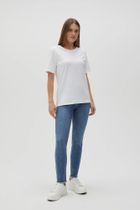 Bluzka damska z krótkim rękawem, biała, Moodo