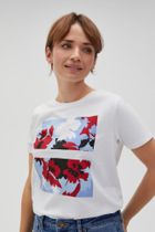 Bluzka damska z krótkim rękawem, biała, Moodo