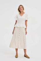 Bluzka damska z krótkim rękawem, biała, Moodo