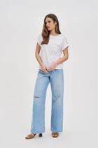 Bluzka damska z krótkim rękawem, biała, Moodo