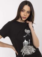 Bluzka damska z krótkim rękawem, czarna, Calimera