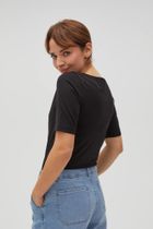 Bluzka damska z krótkim rękawem, czarna, Moodo