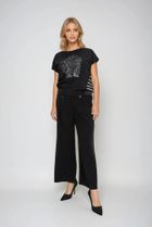 Bluzka damska z krótkim rękawem, czarna, Moodo