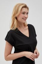 Bluzka damska z krótkim rękawem, czarna, Moodo