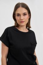 Bluzka damska z krótkim rękawem, czarna, Moodo