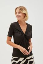 Bluzka damska z krótkim rękawem, czarna, Moodo