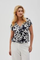 Bluzka damska z krótkim rękawem, granatowa, Moodo