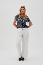 Bluzka damska z krótkim rękawem, granatowa, Moodo