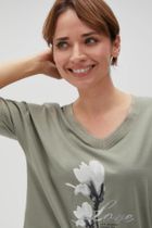 Bluzka damska z krótkim rękawem, khaki, Moodo