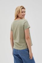 Bluzka damska z krótkim rękawem, khaki, Moodo