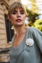 Bluzka damska z krótkim rękawem, khaki, Moodo