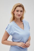 Bluzka damska z krótkim rękawem, niebieska, Moodo