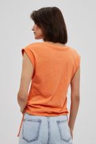 Bluzka damska z krótkim rękawem, pomarańczowa, Moodo