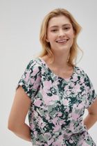 Bluzka damska z krótkim rękawem, różowa, Moodo