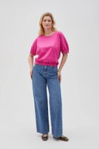 Bluzka damska z krótkim rękawem, różowa, Moodo