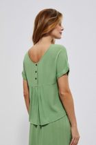 Bluzka damska z krótkim rękawem, zielona, Moodo