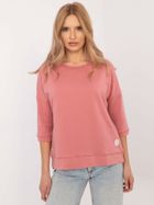 Bluzka damska z rękawem 3/4, oversize, różowa, Calimera