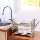 Brunbeste, suszarka do naczyń z ociekaczem i tacą, dwupoziomowa, 4029