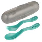 Canpol babies, zestaw sztućców dla dzieci w etui, turkusowy, 12m+