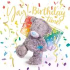 Carte Blanche, karnet holograficzny 3D, miś niosący prezent