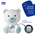 Chicco, First Dreams, lampka nocna Miś, niebieska, uspokajacz z dźwiękami