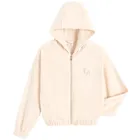 Cool Club, Bluza dziewczęca z kapturem, rozpinana, welurowa, beżowa