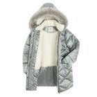 Cool Club, Płaszcz dziewczęcy z kapturem, ocieplany, srebrny