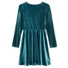 Cool Club, Sukienka dziewczęca z długim rękawem, welurowa, turkusowa