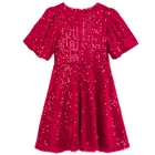 Cool Club, Sukienka dziewczęca z krótkim rękawem, welurowa, czerwona