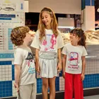 Cool Club, T-shirt dziewczęcy, crop top, biały