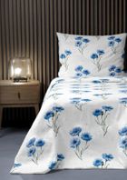 Cottage Home, 2-częściowy komplet pościeli bawełnianej, kwiaty chabry, 140-200 cm
