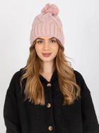 Czapka damska z wełną, różowa, Rue Paris