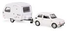 Daffi, Niewiadów, Fiat 126p z przyczepą kempingową, pojazd, model metalowy, 1:43, biały