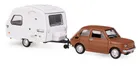 Daffi, Niewiadów, Fiat 126p z przyczepą kempingową, pojazd, model metalowy, 1:43, brązowy
