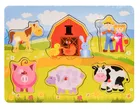 Daffi, układanka drewniana rączką, farma, 6 elementów