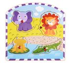 Daffi, układanka drewniana z rączką, safari, 4 elementy