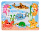 Daffi, układanka drewniana z rączką, zwierzęta morskie, 7 elementów