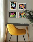 Diamond Dotz, diamentowa mozaika, flokowana, Neon Peace & Love, 4 obrazki